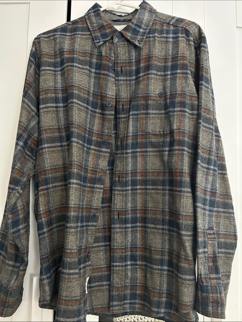 Men's Casual Plaid Button-Down Shirt - Blue, Gray & Brown